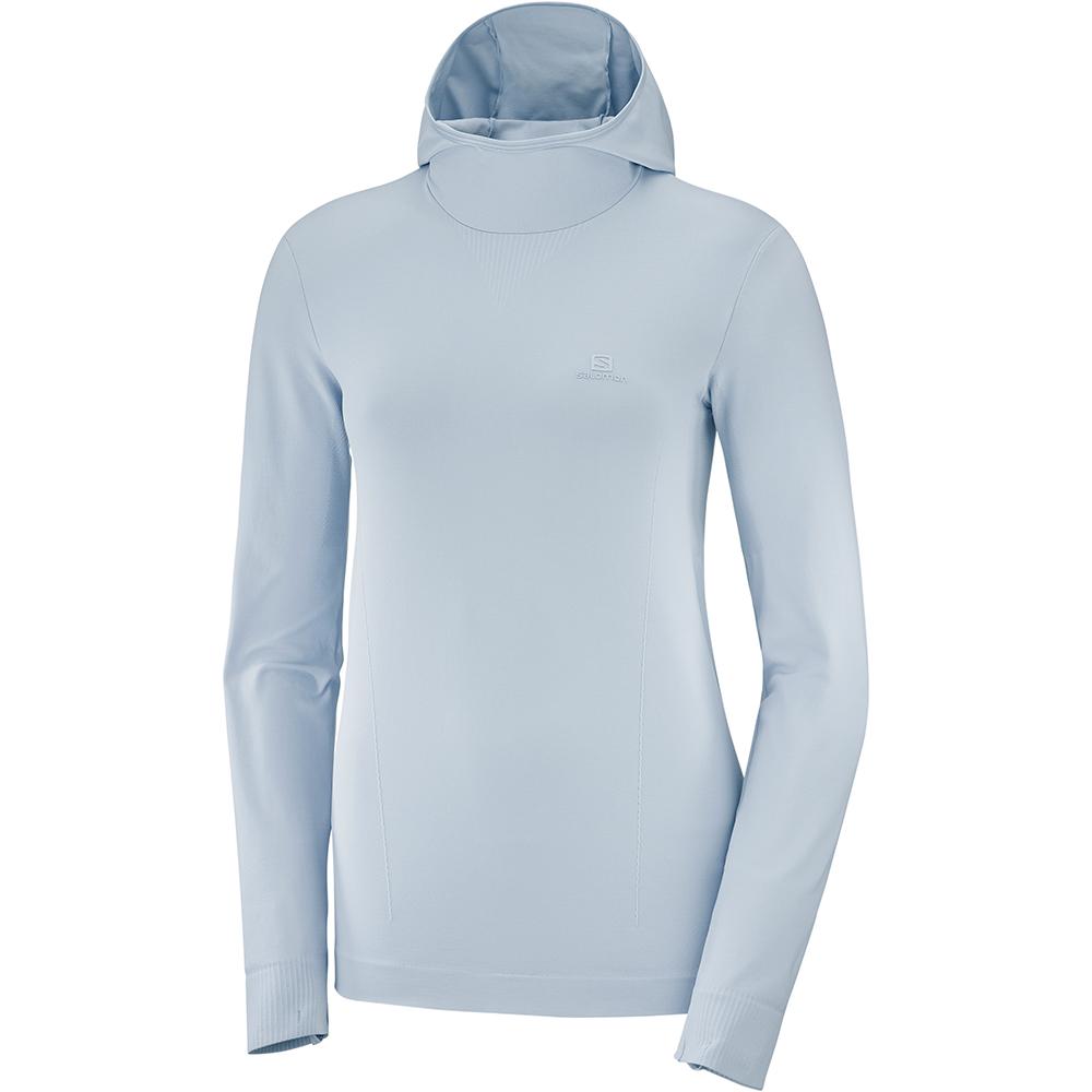 Salomon Singapore Womens Hoodie - COMET SEAMLESS W Blue | 39681-GDAP